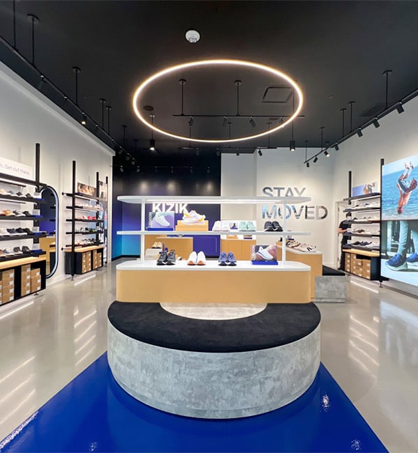 Inside of renovated shoe store construction project